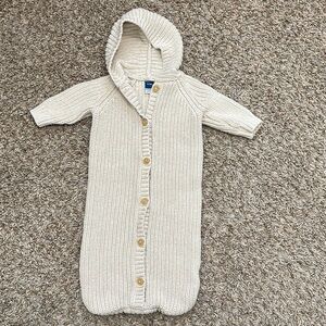Old Navy Cream Hooded Knit Baby Onesie